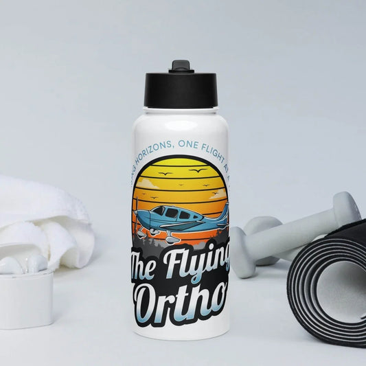 Stainless steel water bottle with a straw lid - The Flying Ortho